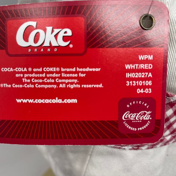 Coca-Cola Bucket Hat White With Red Check Band New With Tags Officially Licensed - Picture 9 of 10